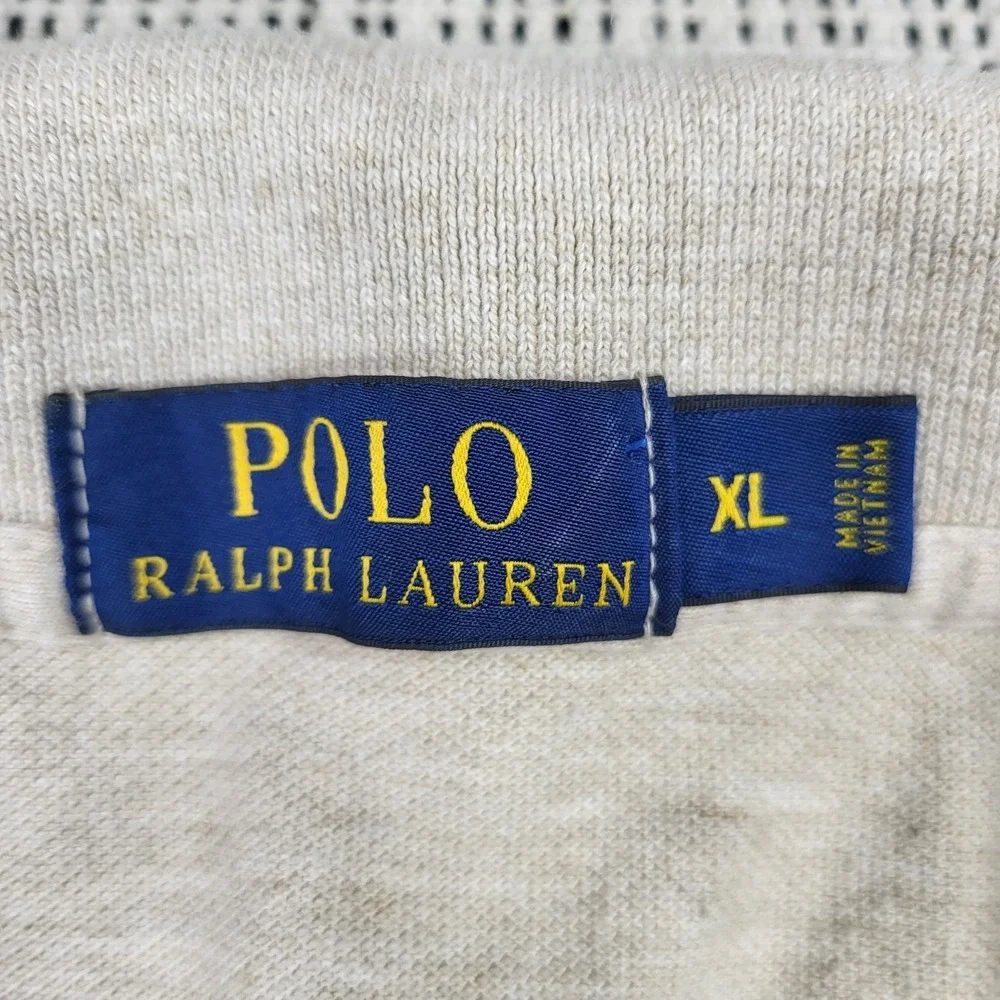 Polo Ralph Lauren Polo Shirt Mens‎ XL Beige Pony Logo Knit Short Sleeve Casual